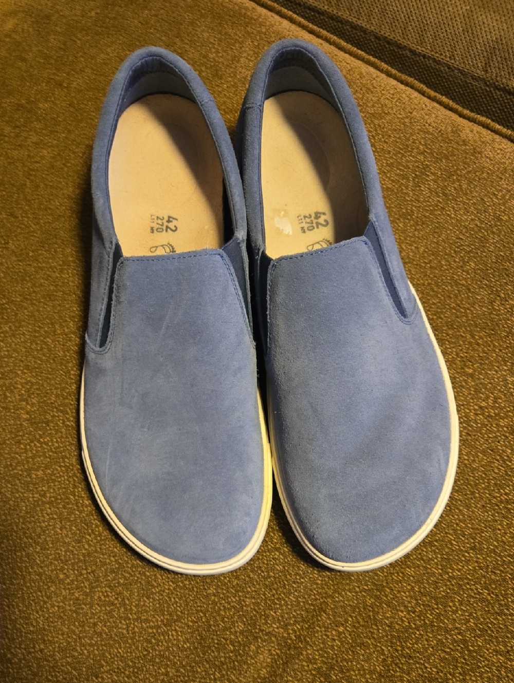 Birkenstock Women's Slip-On Suede Loafers — Light Blue. Size 42 (11)